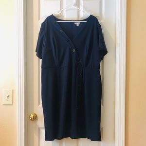 Navy Blue Dress with Tortious Buttons